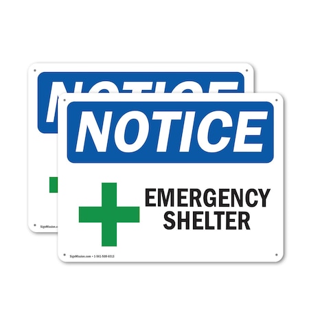 Signmission Emergency Shelter, 10 in W x Rectangle, Plastic OS-2PACK-NS-P-710-L-15583